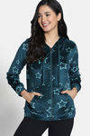 Zivame Knit Poly Velour Jacket - Dark Sea — thumbnail 2